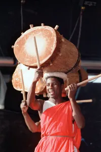 Artists performing at WOMAD festival at Rivermead in Reading, Berkshire, 18th July 1992