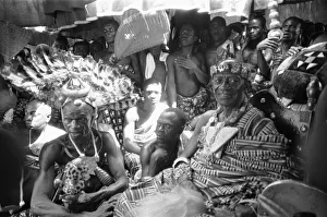 National Dress Prints: Ashanti chieftains and dancers waiting to see Queen Elizabeth II