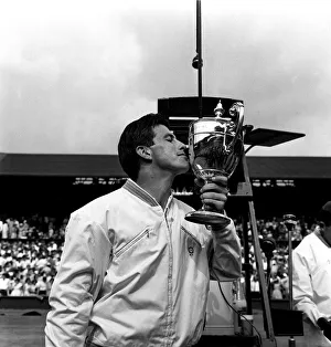 Ashley Cooper wins the mens singles final at Wimbledon in 1958 seen here kisses