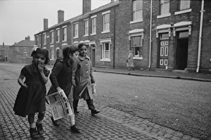 Ethnicity Prints: Three asian girls make their way home in Marshall Street Smethwick