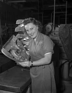Assemble worker on the production line at the Hoover Factory in Perivale 20th March 1953
