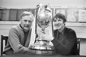 Assistant manager Peter Taylor and striker Roger Davis pose with the League Championship