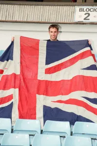 01006 Prints: Aston Villa football player Gareth Southgate celebrates his England call up