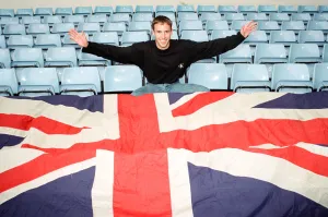 01006 Prints: Aston Villa football player Gareth Southgate celebrates his England call up
