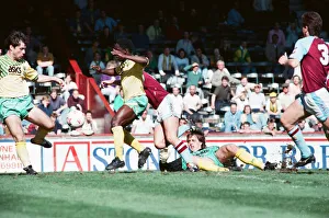 Aston Villa v Norwich City, league match at Villa Park April 1990
