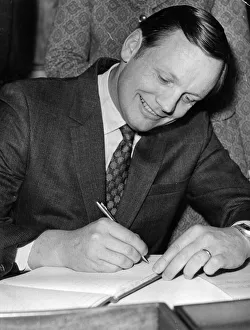 Astronaut Neil Armstrong at Edinburghs City Chambers looking into his Scottish