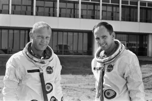 Nasa Prints: Astronauts Edwin Eugene Buzz Aldrin (Left) and Theodore Cordy Ted Freeman (Right