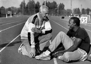 Images Dated 15th June 1986: Athelete Linford Christie with coach Ron Roddan. P008098