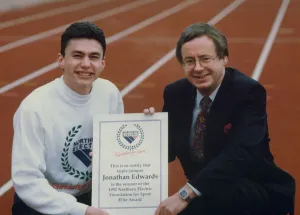 00403 Prints: Athlete Jonathan Edwards Jonathan Edwards is awarded the 1992 Northern