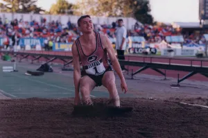Athlete Jonathan Edwards Jonathan Edwards show his disappointment during