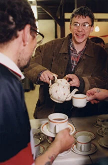 Homeless Collection: Athlete Jonathan Edwards Jonathan Edwards pours the tea as he officially
