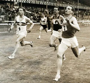 Athlete Mike Hildrey August 1967 winning heat 2 in the 120 yds invitation
