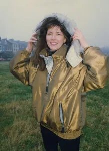 Athlete Steve Cram Karen Cram modelling a ski jacket - winter coat 1