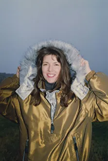 Athlete Steve Cram Karen Cram modelling a ski jacket - winter coat 1