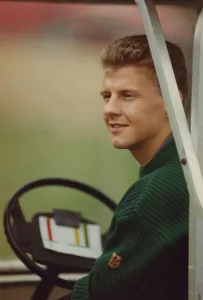 Buggy Prints: Athlete Steve Cram Steve Cram pictured relaxing in a golf buggy 15 October
