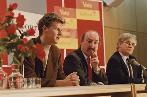 Three People Prints: Athlete Steve Cram Steve Cram shows his support for the Labour Party by