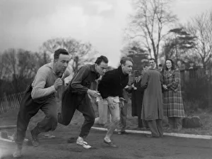 Athletes Derek Steward (New Zealand) & Terence Higgins training at Tooting Bec