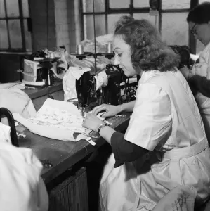 Au Fait girdle being sewn at the Spirella Corset factory in Letchworth 14th January 1949