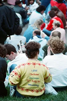 00107 Prints: Audience gather outside the Wembley arena prior to the Michael Jackson concert