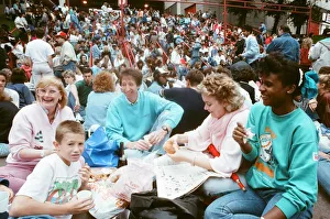 Audience gather outside the Wembley arena prior to the Michael Jackson concert
