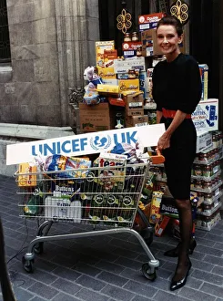 Groceries Prints: Audrey Hepburn launching the Supermarket Campaign for Unicef actress July 1989