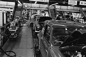 01403 Prints: The Austin Mini car assembly line night shift at Longbridge, Birmingham, West Midlands