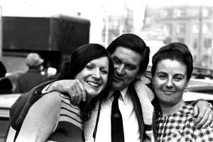 Australian actor Ray Barrett met two of his fans while in Newcastle in March, 1971