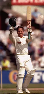 Core59 Prints: Australian batsman Ian Healy celebrates After Scoring A 100 Runs Against Enland during