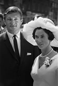 Australian cricket test captain Richie Benaud pictured with his new bride