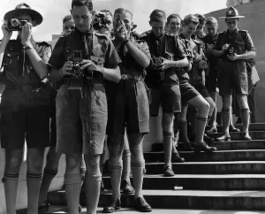 Scout Prints: Australian queen scouts in England for the coronation photographed by the changing of