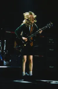 Australian rock group AC / DC performing on stage at Wembley Arena during their