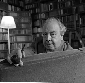 Author and broadcaster JB Priestley seen here at home celebrating his 70th birthday