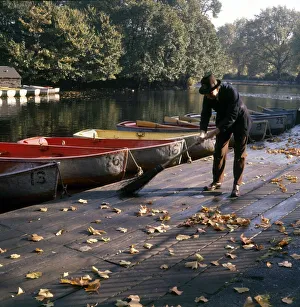 Boating Lake Prints: Autumn scene in Finsbury Park North London 1st October 1963