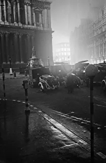 Auxiliary fire engines and pumps outside St Pauls Cathedral, London