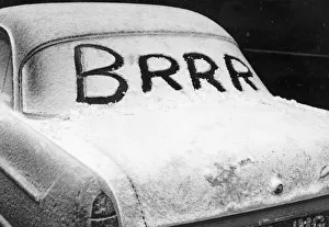 00157 Prints: NOT AVAILABLE FOR GREETINGS CARDS Snow message reflecting the cold weather