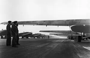 Images Dated 8th May 2012: An Avenue of Hamilear gliders and RAF Halifax towing aircraft ready for take off