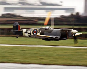 Core39 Prints: Aviation - Spitfire in flight over RAF St Athan - 27th November 1997 - Western Mail