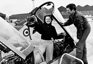 00350 Prints: Avril Abdrews stands in the cockpit of a £2 million Phantom jet at RAF Leuchars in