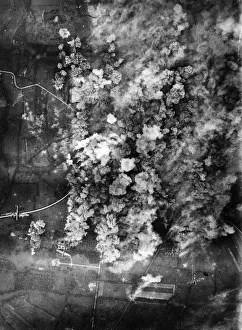 Target Prints: Avro Lancaster planes of RAF Bomber Command carpet bomb a road junction near Villers