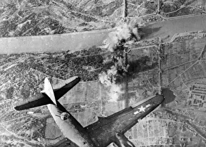 B-26 Marauders of the Ninth Air Force bomb Neunberg railways. December 1944
