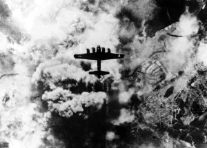 A B17 Flying Fortress on daylight raid on Berlin Germany during WW2 - 1944