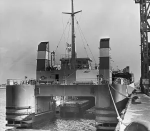 Cleveland Prints: The Bacat 1 seen here at the South Bank Wharf. The Bacat 1 is the worlds first barge