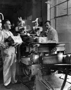 The Bakery. The machine that slices and wraps the bread at the Champion bakery before