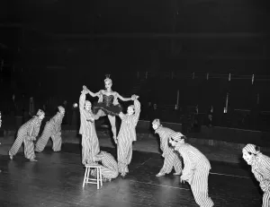 00773 Prints: A ballet dancer during a circus rehearsal at Olympia, London, 14th December 1952