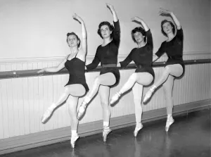 Ballet stedents practise at the barre'Ballet calsses are held at the B. A. I