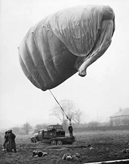 01438 Collection: Balloon Barrage work in the midlands of England. (actual town not known