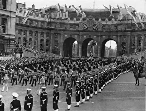 Coronation Prints: Band and Corps of Drums of the Welsh and Irish Guards part of Her Majesty Procession make