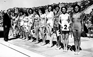 Band leader Billy Cotton judges Modern Venus beauty contest in Weston-super-Mare