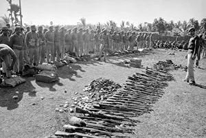 Bangladesh War of Independence 1971 Pakistani soldiers giving up their guns under