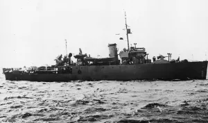 Warships Prints: Bangor class minesweeper of the Royal Navy HMS Beaumaris at sea during the Second World